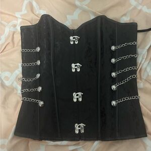 Black Corset with Silver Chain Accents